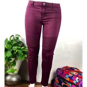 Tinseltown Moto Jeans, Burgundy, Size 13